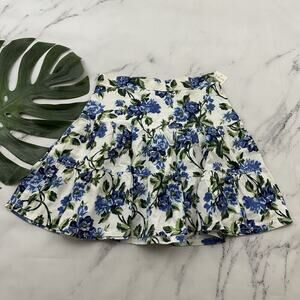 Bongo Womens Vintage Y2k Mini Skirt Size S New White Blue Floral Tiered A-Line